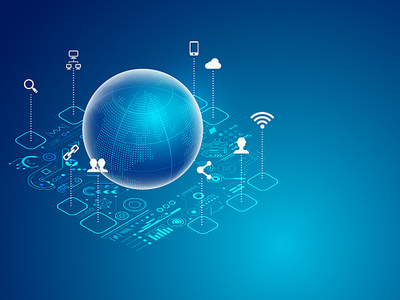 藍色科技立體智慧云互聯網云PNG素材科技元素